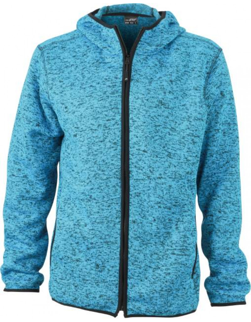 Jachetă tricotată din fleece cu glugă pentru bărbați